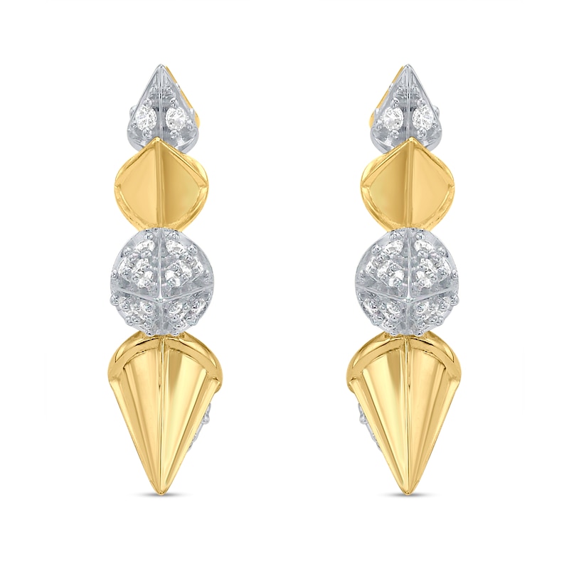 1/2 CT. T.W. Certified Lab-Created Diamond Spiky J-Hoop Earrings in Sterling Silver and 10K Gold Plate (F/SI2)