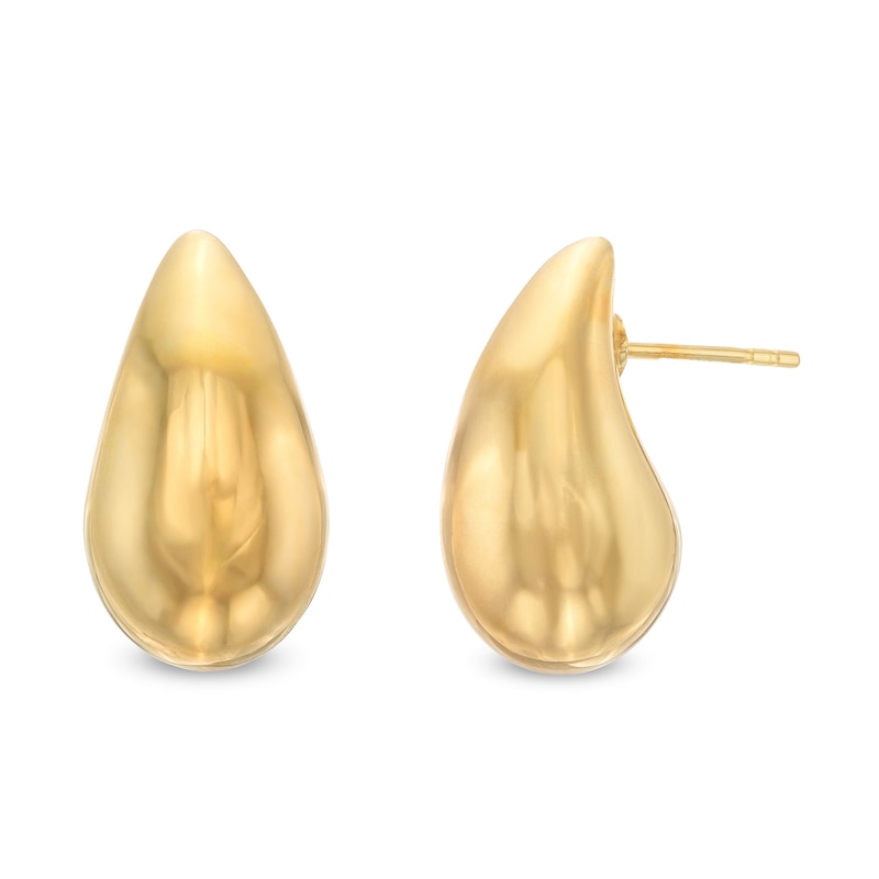 18.0mm Polished Teardrop Stud Earrings in Sculpted Hollow 14K Gold