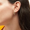 Thumbnail Image 1 of 1/2 CT. T.W. Diamond Textured Twist J-Hoop Earrings in 10K Gold