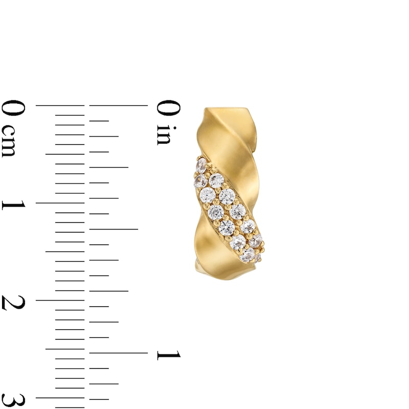 1/2 CT. T.W. Diamond Textured Twist J-Hoop Earrings in 10K Gold
