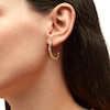 Thumbnail Image 1 of 1/4 CT. T.W. Diamond Duos and Rice Bead Alternating Open Hoop Earrings in 10K Gold