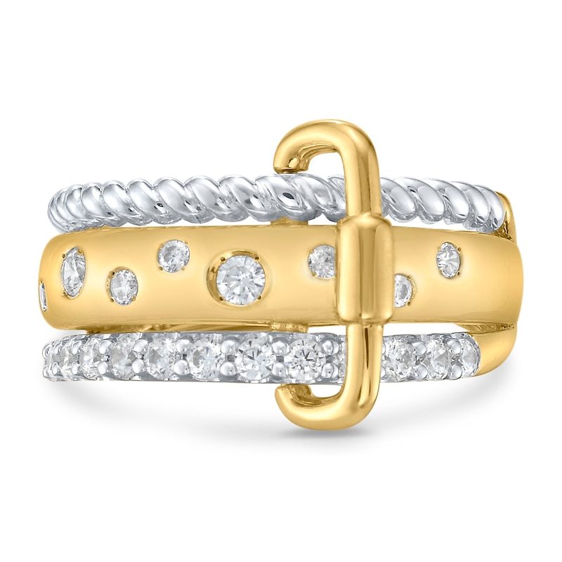 1/2 CT. T.W. Certified Lab-Created Diamond Buckle Ring in Sterling Silver and 10K Gold Plate (I/SI2)