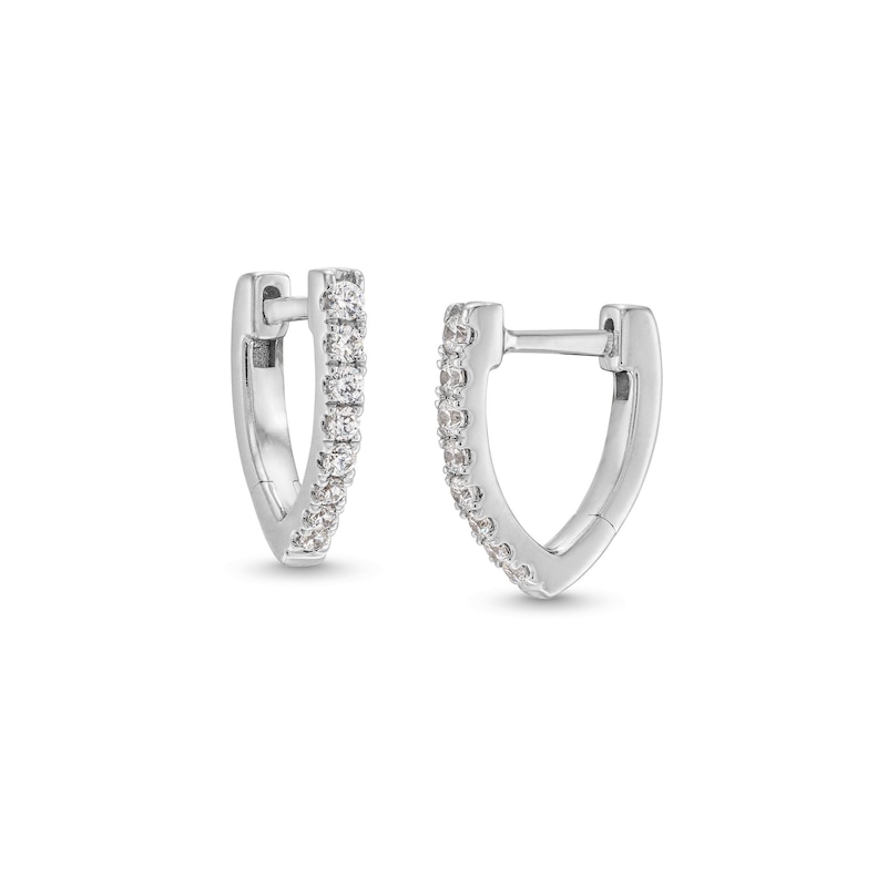 1/5 CT. T.W. Diamond Wishbone-Shaped Huggie Hoop Earrings in Sterling Silver
