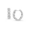 Thumbnail Image 0 of 1/2 CT. T.W. Round and Baguette-Cut Diamond Huggie Hoop Four-Stone Earrings in 10K White Gold