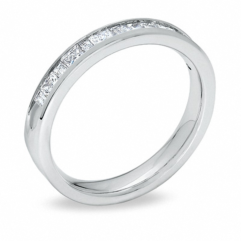 Main Image 2 of Previously Owned - 1/2 CT. T.W. Princess-Cut and Baguette Diamond Channel Band in 14K White Gold