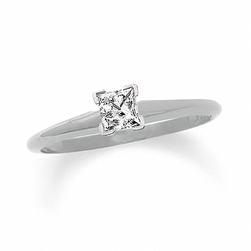 Main Image 1 of Previously Owned - 1/5 CT. Square-Cut Diamond Solitaire Engagement Ring in 14K White Gold