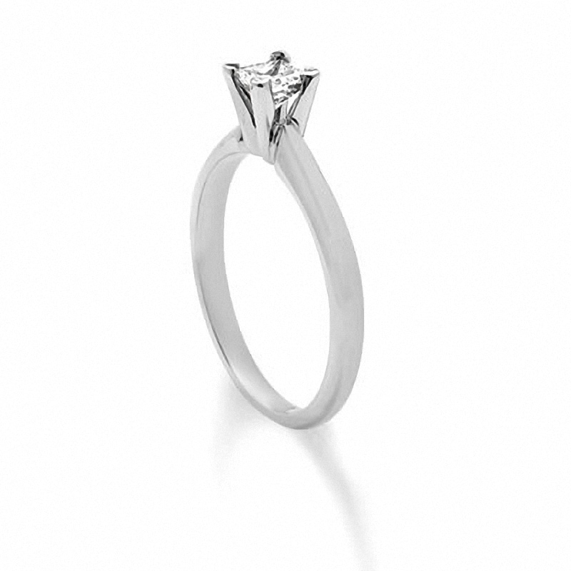 Main Image 2 of Previously Owned - 1/5 CT. Square-Cut Diamond Solitaire Engagement Ring in 14K White Gold