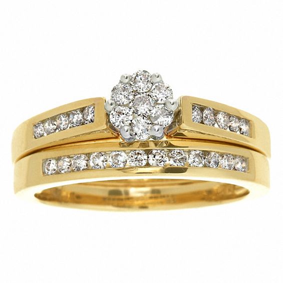 9K 9CT GOLD GF VINTAGE SQUARE LAB DIAMOND LADY SOLID ENGAGEMENT WEDDING RING SET 