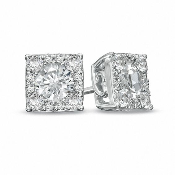 Previously Owned Lab Created White Shire Composite Square Stud Previously Owned Lab Created White Shire Composite Square Stud Earrings In Sterling Silver