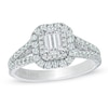 Thumbnail Image 0 of Previously Owned - Vera Wang Love Collection 1-1/3 CT. T.W. Emerald-Cut Diamond Frame Engagement Ring in 14K White Gold