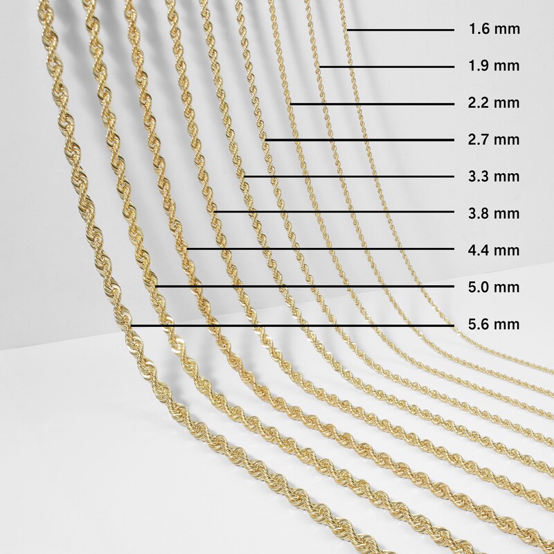 Main Image 2 of 2.5mm Diamond Cut Rope Chain Necklace in 14K Gold - 20"