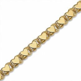 10K Gold Mirror Heart Anklet - 9.0&quot;