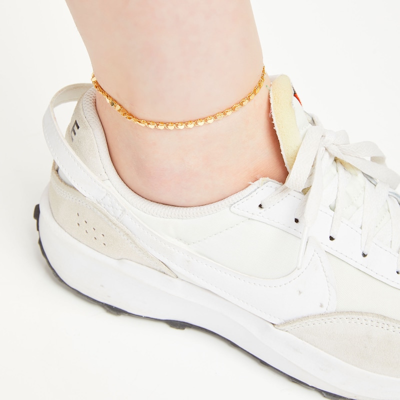 Mirror Heart Anklet in 10K Gold - 9.0"