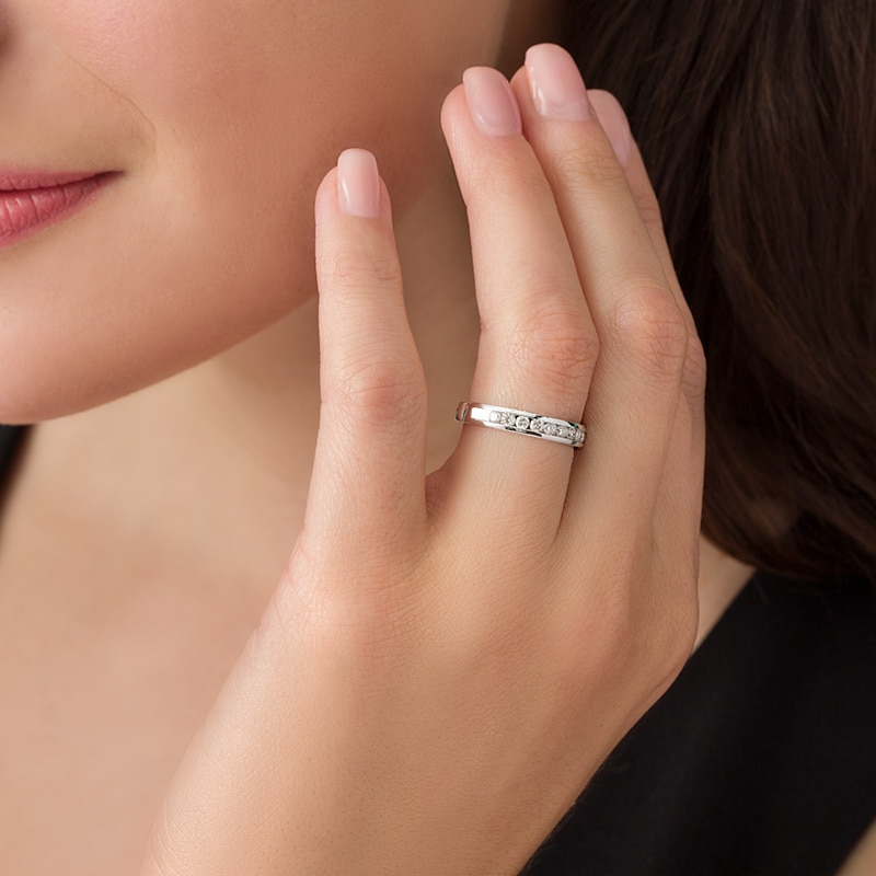 Main Image 3 of 1/2 CT. T.W. Diamond Channel Band in 14K White Gold