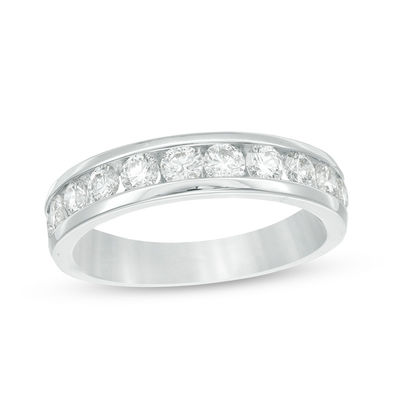 1 CT 14k Solid White Gold Diamond Wedding Band Ring Round Cut Channel Set