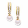 Thumbnail Image 1 of Freshwater Cultured Pearl and Diamond J-Hoop Earrings in 10K Gold