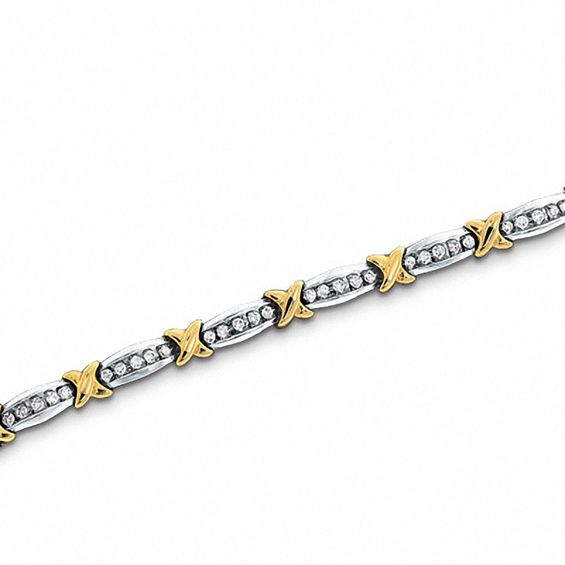 1 CT. T.w. Diamond Fashion X Bracelet In 10K Two-Tone Gold