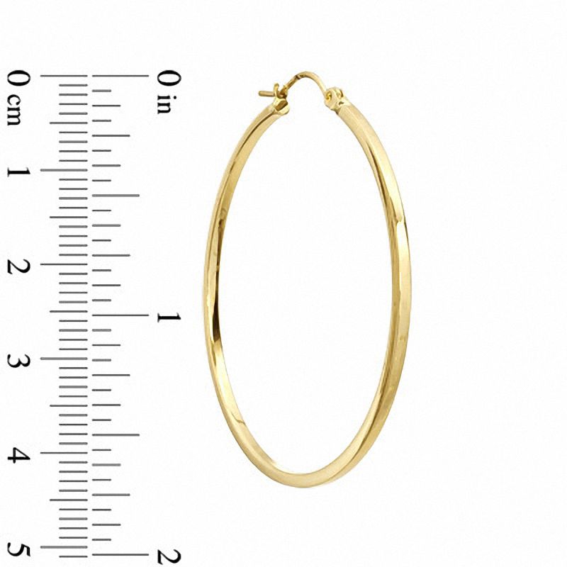 14K Gold 45mm Polished Square Edge Hoop Earrings