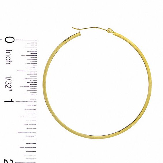14K Gold 45mm Polished Square Edge Hoop Earrings