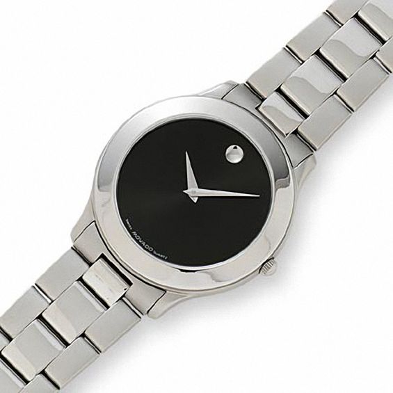 Mens Movado Junior Sport Stainless Steel Bracelet Watch with Black Dial (Model: 0601861)