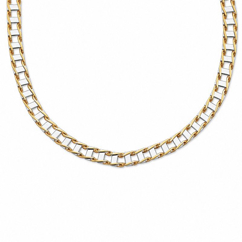 14K Two-Tone Gold Railroad Link Necklace - 20"