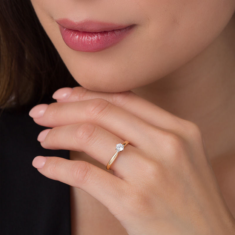 Main Image 3 of 1/3 CT. Diamond Solitaire Engagement Ring in 14K Gold