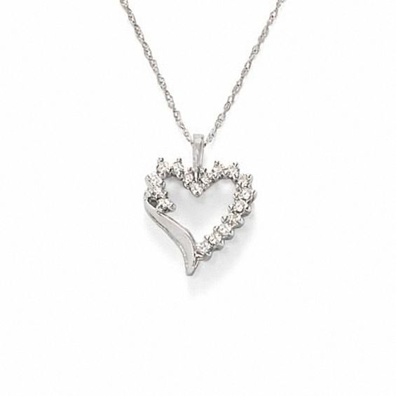 1/4 CT. T.w. Diamond Shadow Heart Pendant In 10K White Gold