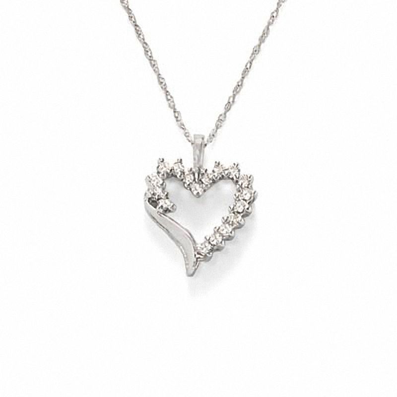 1/4 CT. T.W. Diamond Shadow Heart Pendant in 10K White Gold