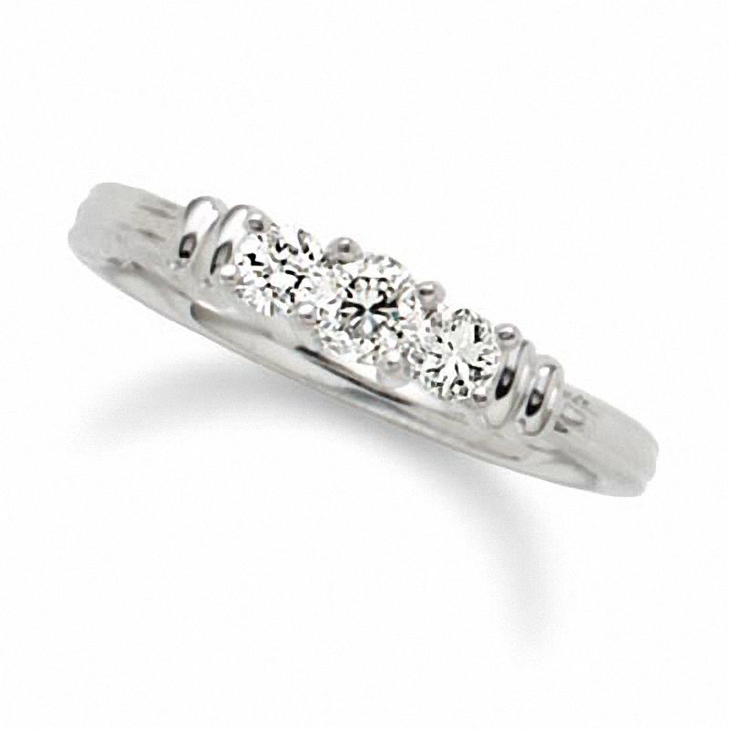 Main Image 1 of 1/2 CT. T.W. Diamond Three Stone Ring in Platinum