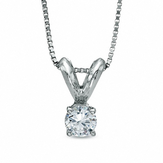 1/6 CT. Diamond Solitaire Pendant In 14K White Gold (J/I3)