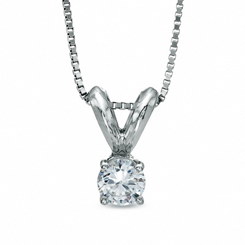 Main Image 1 of 1/6 CT. Diamond Solitaire Pendant in 14K White Gold (J/I3)