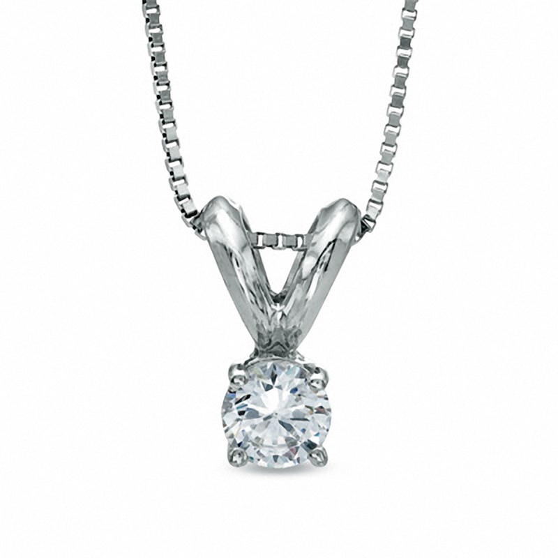 1/6 CT. Diamond Solitaire Pendant in 14K White Gold (J/I3)