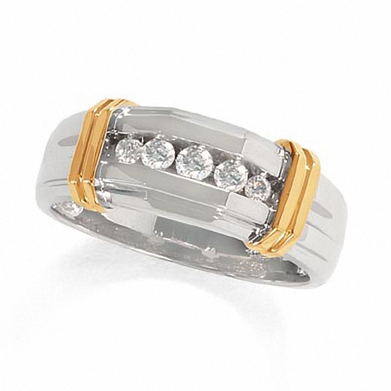 Men's 1/4 CT. T.W. Diamond Five-Stone Band in 14K Two-Tone Gold