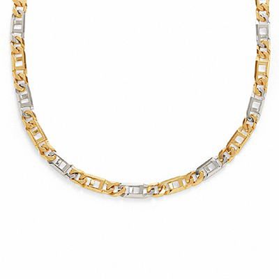 Men's 6.0mm Figaro Chain Necklace in 10K Two-Tone Gold - 22