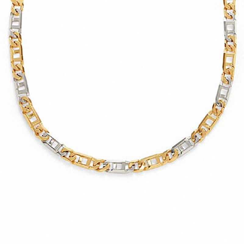 Main Image 1 of Men's 6.0mm Figaro Chain Necklace in 10K Two-Tone Gold - 22"