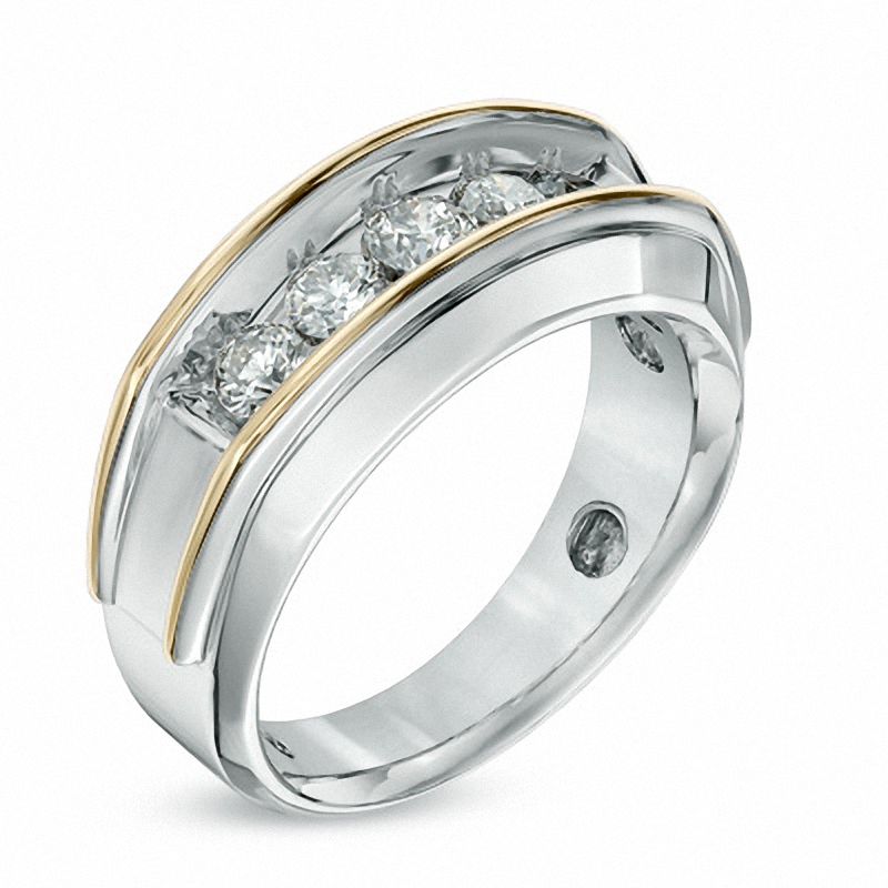 Men's 1 CT. T.W. Diamond Five Stone Band in 10K Two-Tone Gold