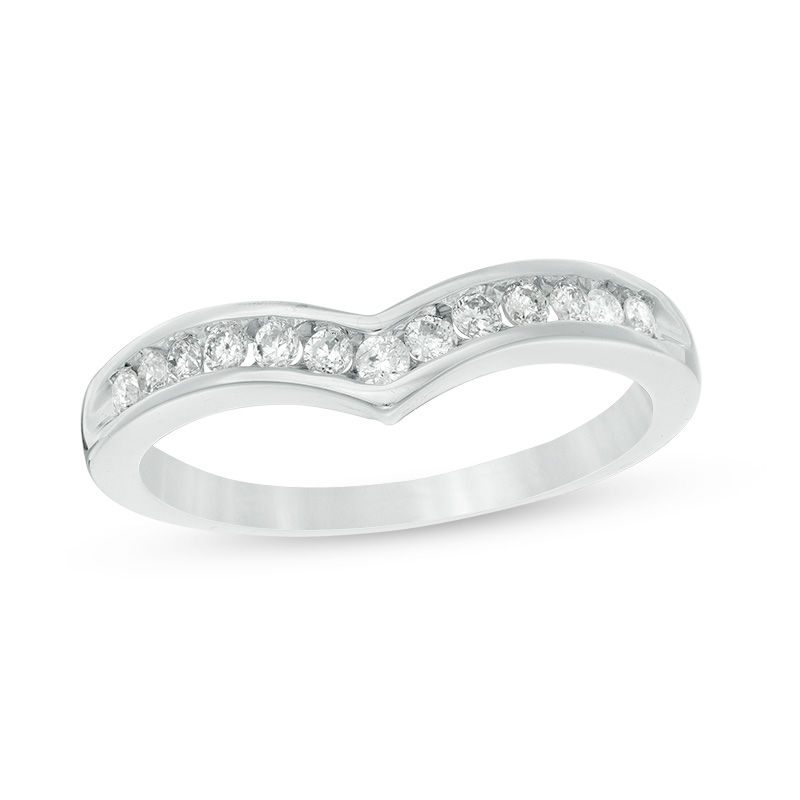 1/4 CT. T.W. Diamond Chevron Channel Band in 10K White Gold