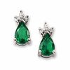 Thumbnail Image 1 of Lab-Created Emerald Earrings in 14K White Gold with Diamond Accents