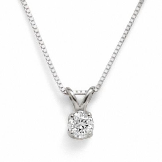 1/ CT. Diamond Solitaire Pendant in 14K White Gold