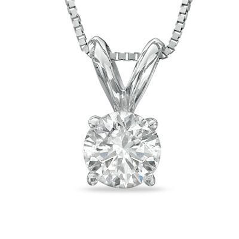Main Image 1 of 1/2 CT. Diamond Solitaire Pendant in 14K White Gold
