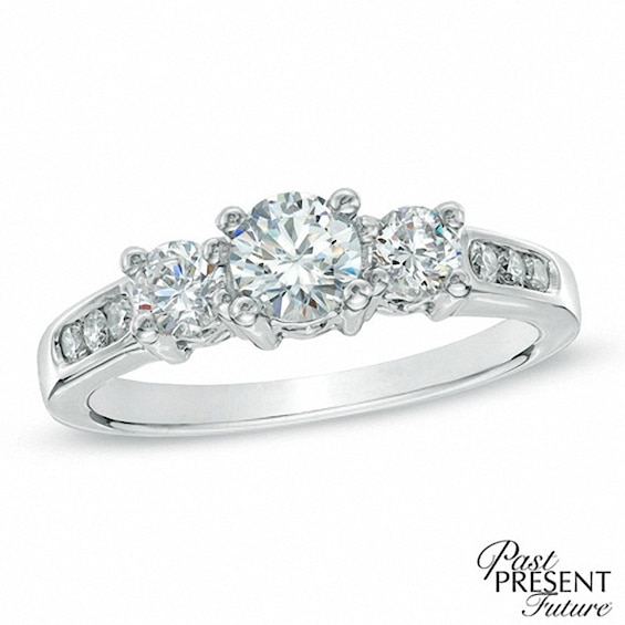 1 CT. T.w. Diamond Past Present FutureÂ® Engagement Ring in 14K White Gold