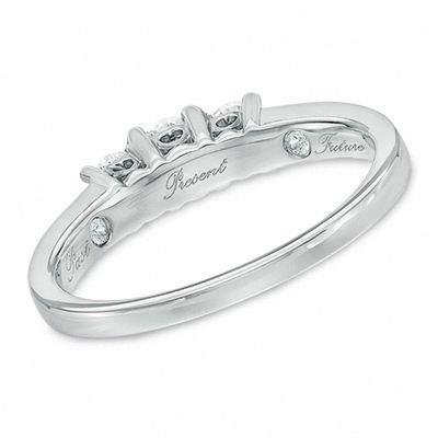1ct 14k White Gold 3 Stone Diamond Past Present Future Engagement Ring |  eBay
