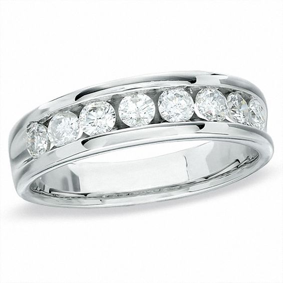 1 CT. T.w. Diamond Eight Stone Wedding Band in 14K White Gold