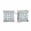 Thumbnail Image 1 of 1/2 CT. T.W. Princess-Cut Multi-Diamond Fashion Earrings in 14K White Gold