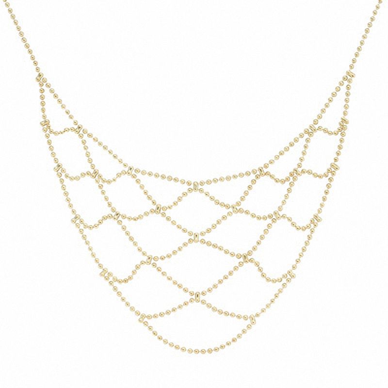 Main Image 1 of 14K Gold Diamond Cut Beaded Drop Necklace