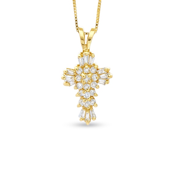 1/4 CT. T.w. Diamond Cross Pendant in 14K Gold