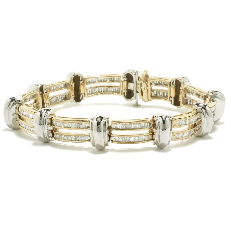Main Image 2 of 5 CT. T.W. Diamond Bar Bracelet in 10K Two-Tone Gold - 8.5"