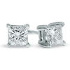 Thumbnail Image 1 of 1 CT. T.W. Princess Cut Diamond Solitaire Stud Earrings in 14K White Gold