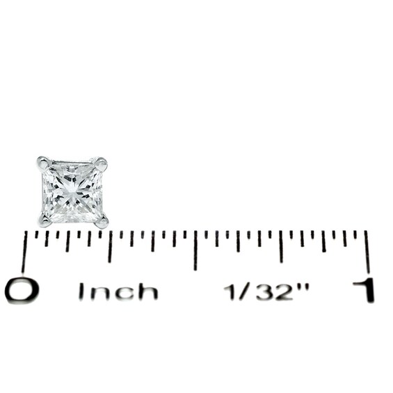 1 CT. T.w. Princess Cut Diamond Solitaire Stud Earrings in 14K White Gold