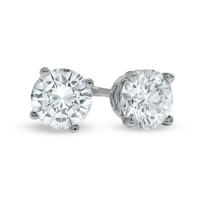 4 ct Round Cut Solitaire Stud Earrings 3Prong 14k Real White Gold Screw Back 
